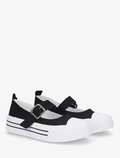 Ballerines style baskets à scratch - Noir - 4