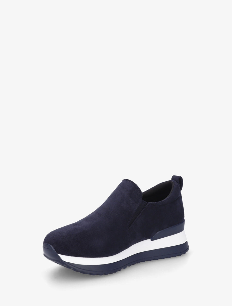 Baskets compensées en suédine - Marine - 3