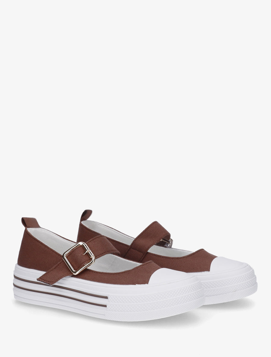 Ballerines style baskets à scratch - Marron - 4