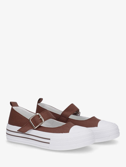 Ballerines style baskets à scratch - Marron - 4