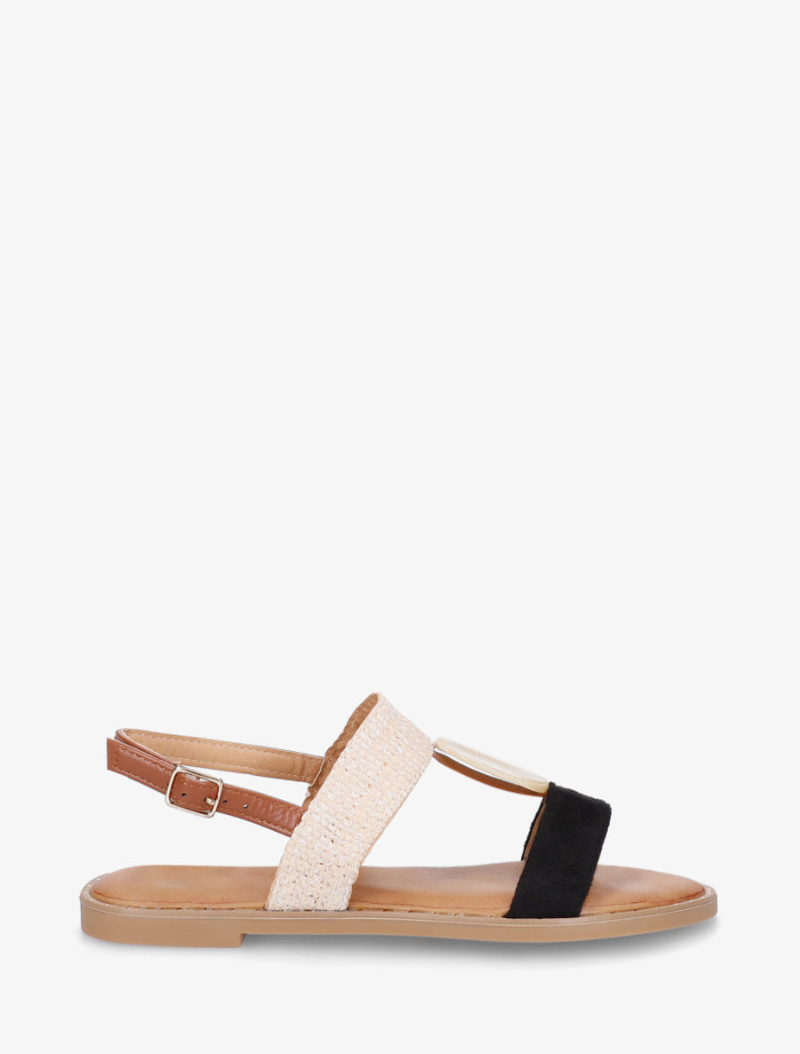 Nu-pieds à bijou rond - Noir - 1