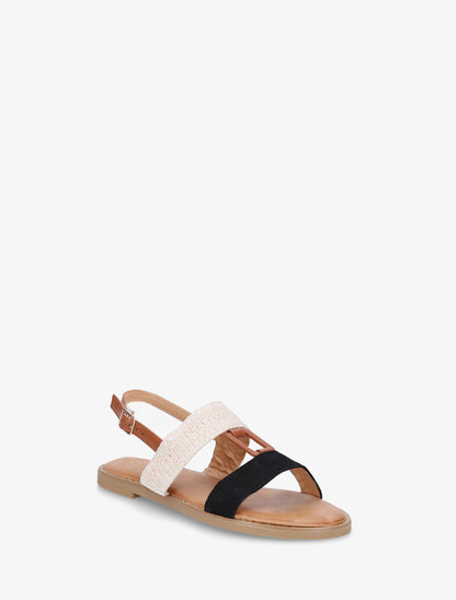 Nu-pieds bi-matière à bijou rectangle - Noir - 2