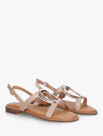 Nu-pieds à bijou métallique doré - Taupe - 4