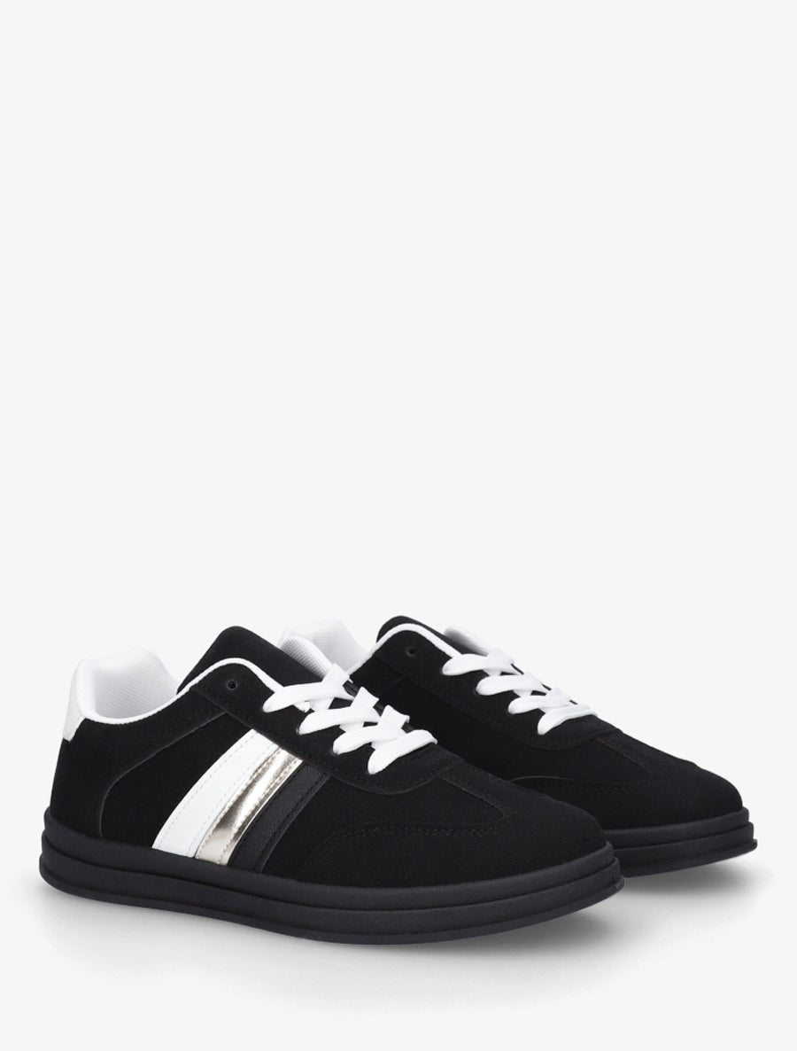 Tennis en suédine à bandes contrastantes - Noir - 4