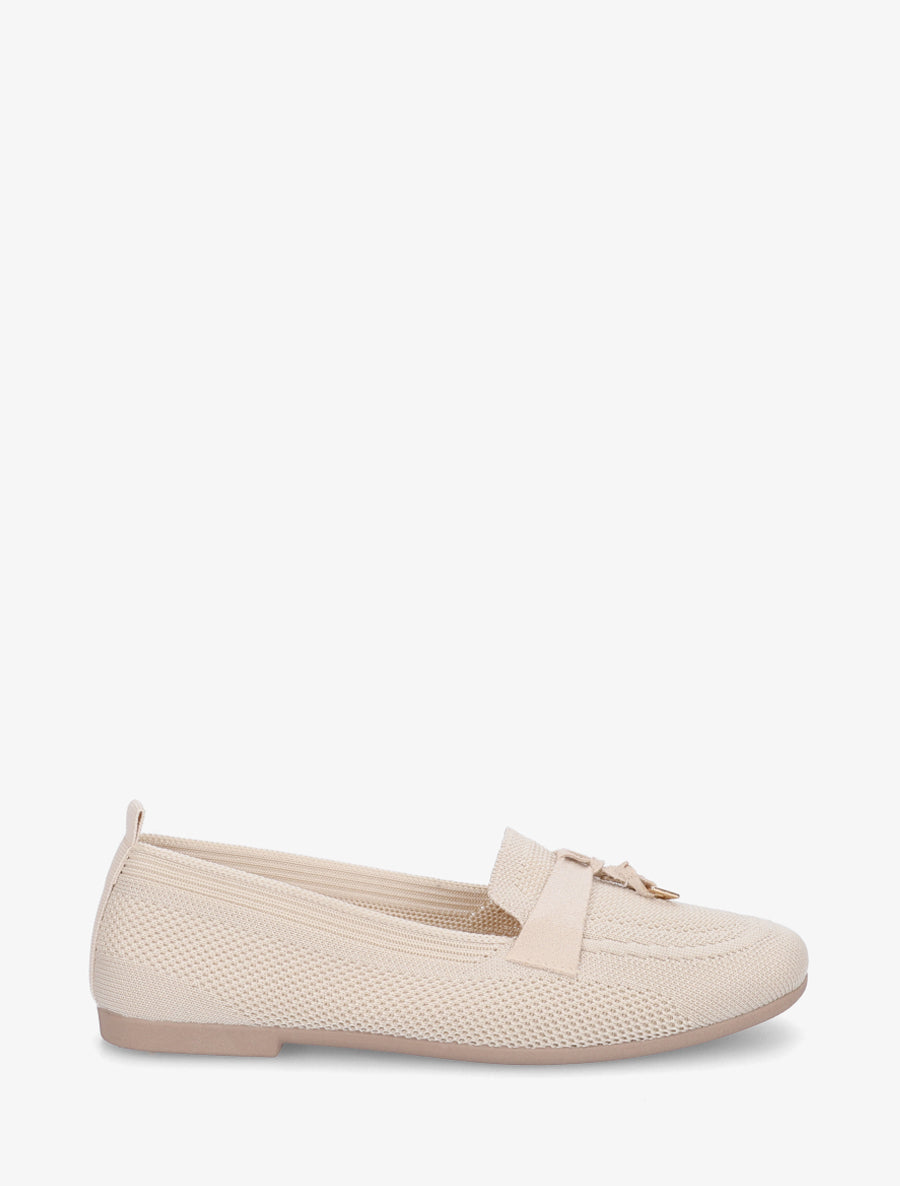 Mocassins en tissu à bijoux - Beige - 1
