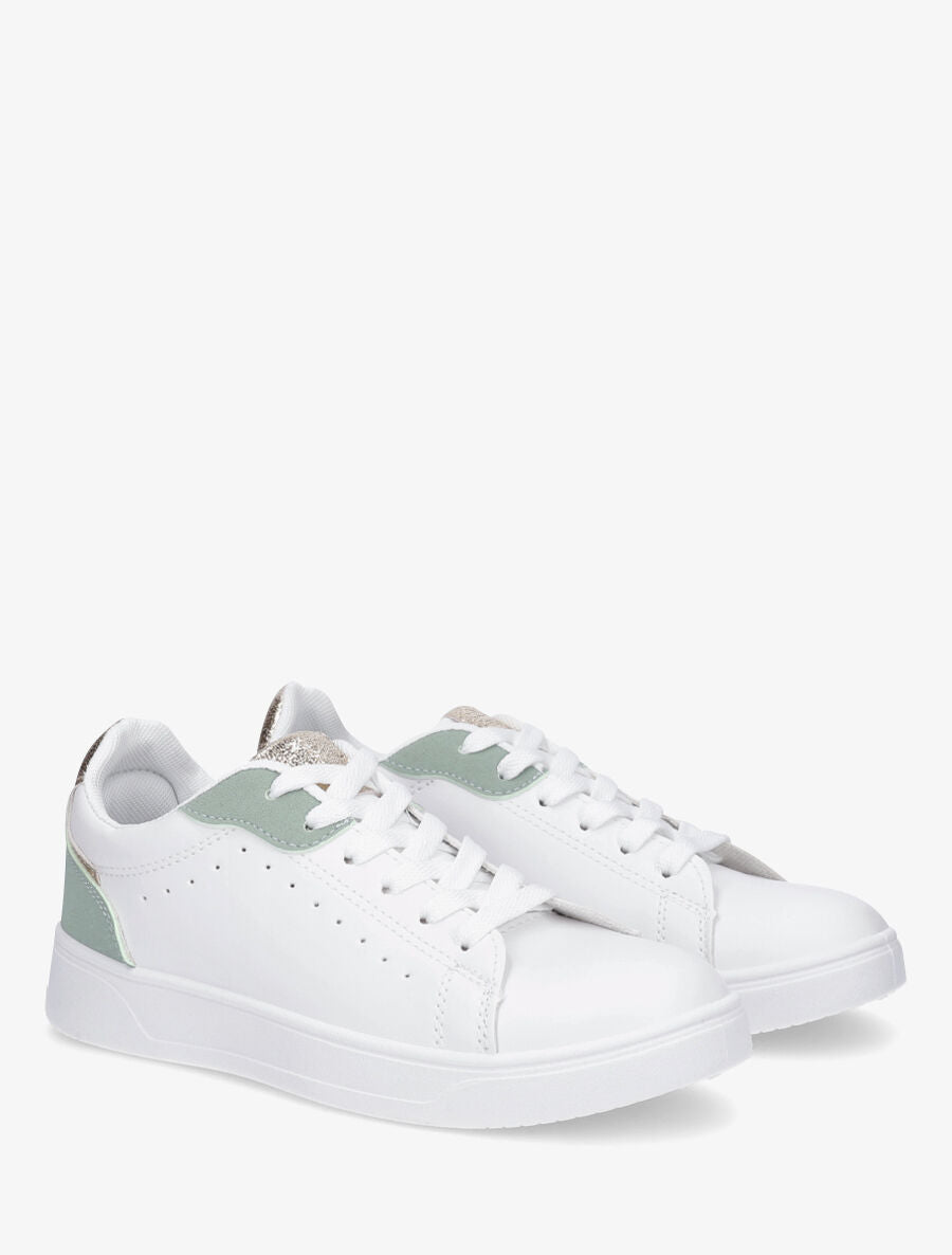 Sneakers en simili à détail suédine et irisé - Vert d&