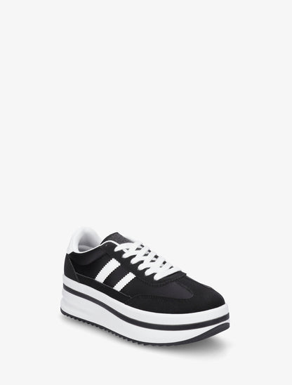 Sneakers à plateforme et empiècement effet nubuck - Noir - 2