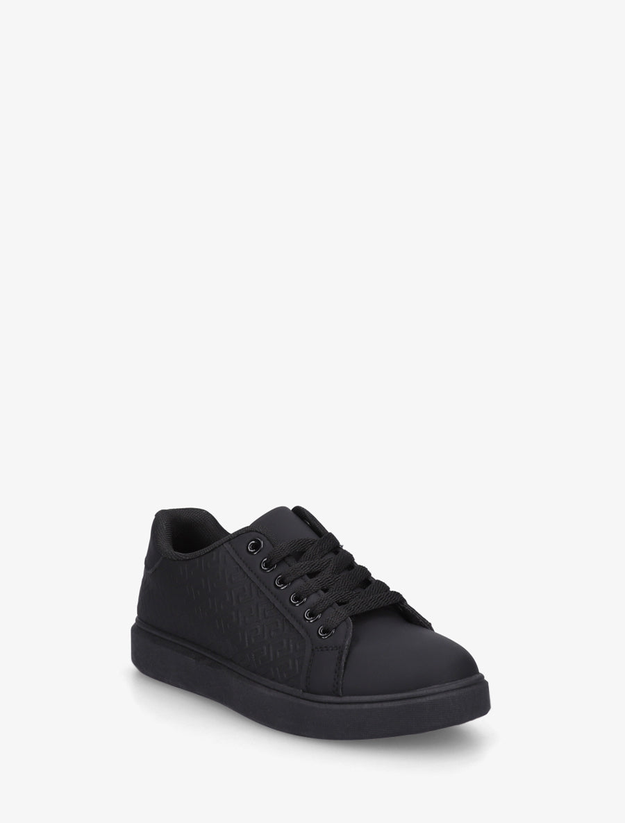 Grafisch bedrukte platte sneakers - Zwart