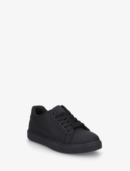 Grafisch bedrukte platte sneakers - Zwart