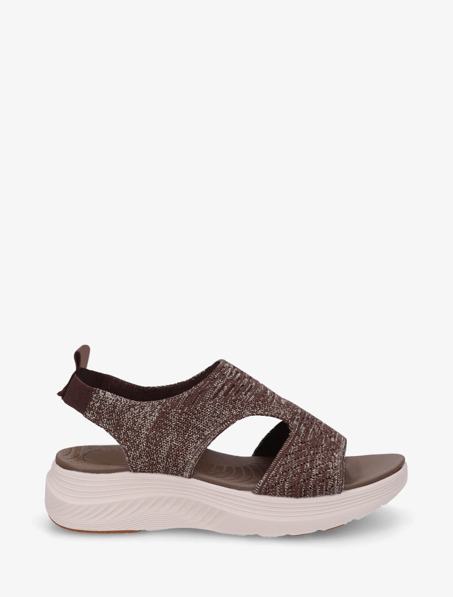 Sandales élastiquées en tissu irisé - Marron - 1