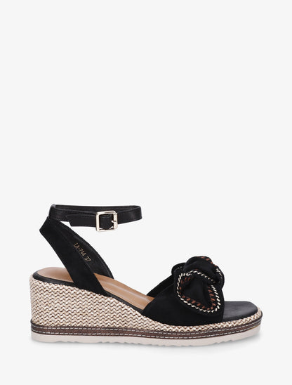 Sandales compensées à noeud - Noir - 1