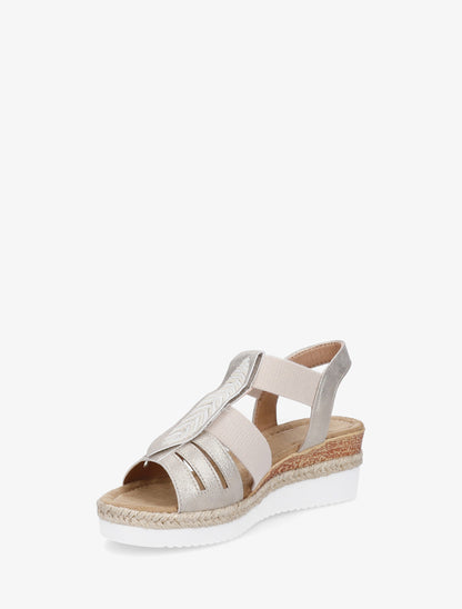 Sandales compensées à motif feuille - Or - 3