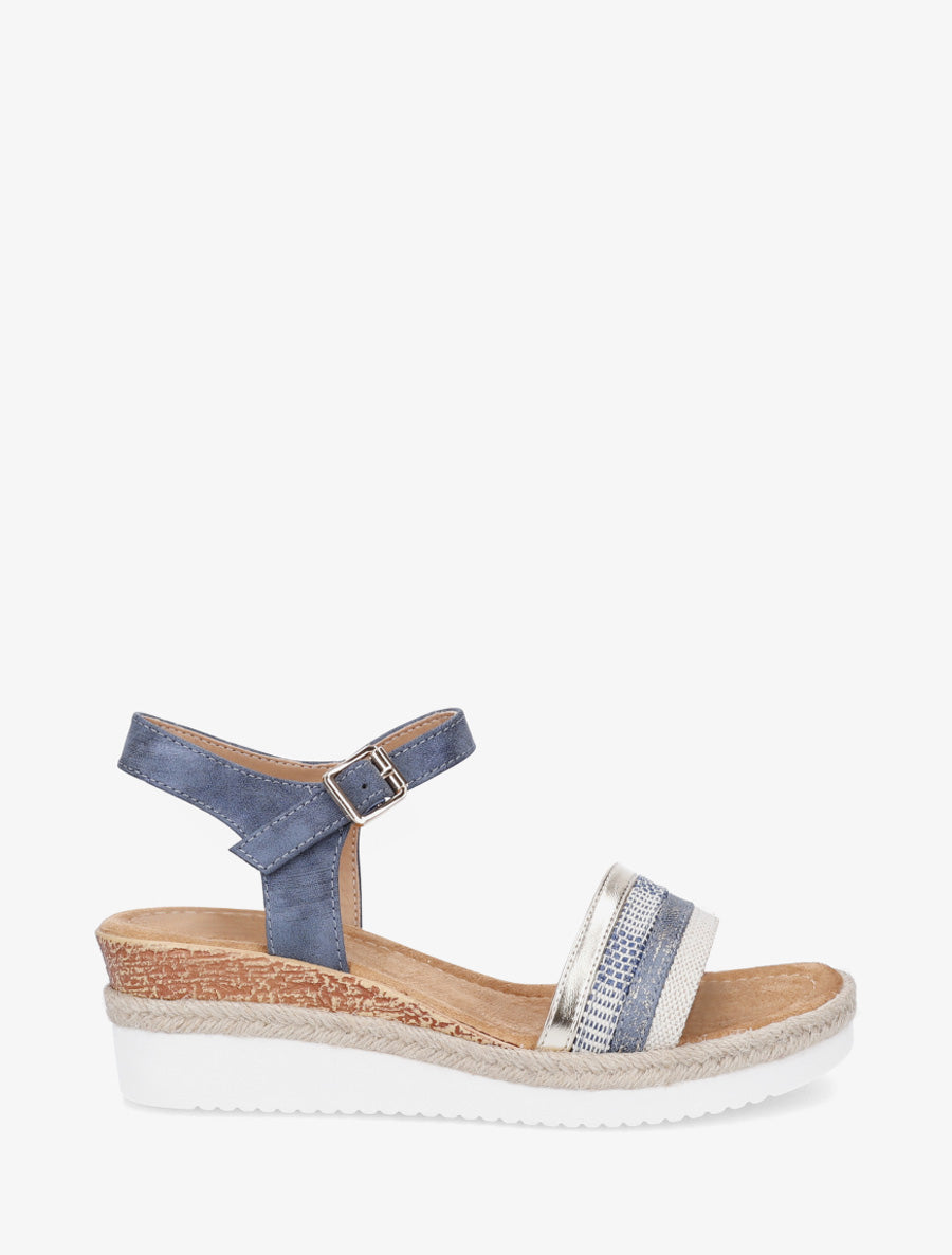 Sandales compensées à bride dépareillées - Bleu - 1