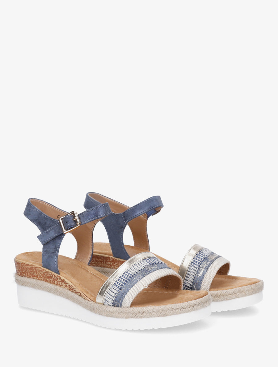 Sandales compensées à bride dépareillées - Bleu - 4