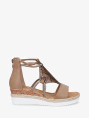 Sandales irisées à talon compensé - Taupe - 1