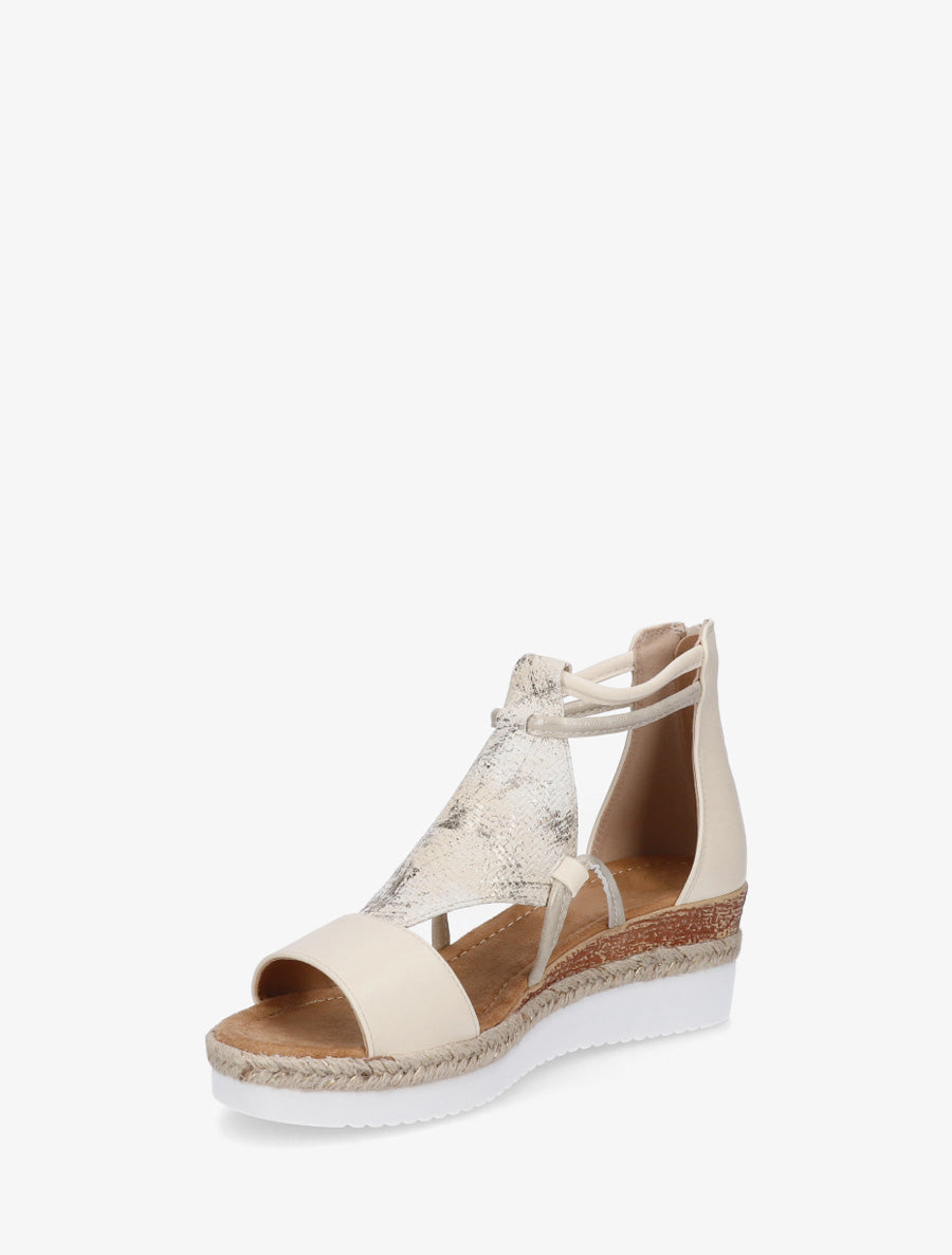 Sandales irisées à talon compensé - Beige - 3