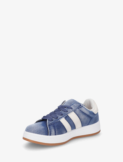 Baskets en jean à bandes contrastantes - Bleu denim - 3