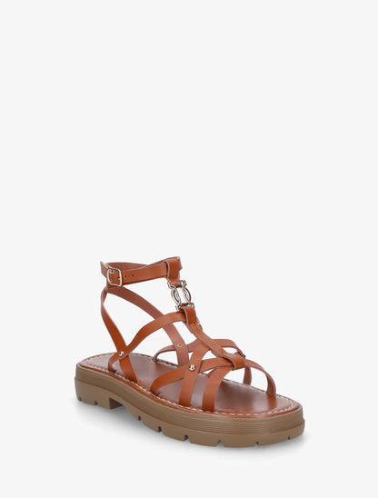 Sandales plates à brides croisées - Camel - 2