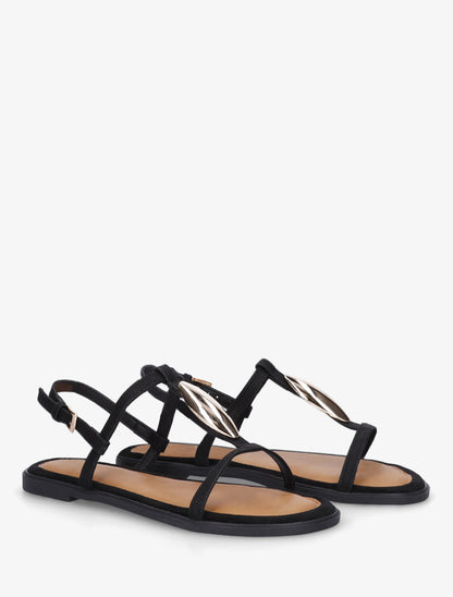 Nu-pieds bimatière à empiècement métal - Noir - 4