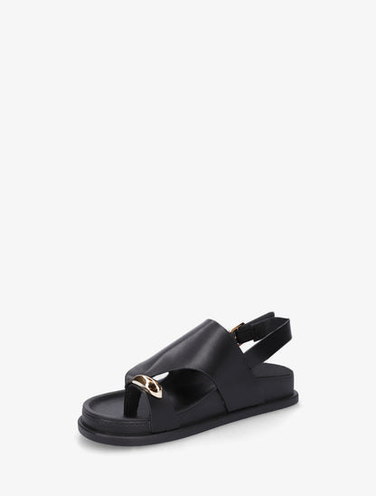 Nu-pieds en simili à empiècement métal - Noir - 3