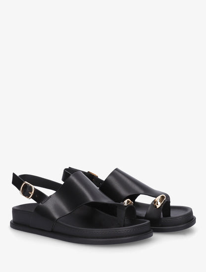 Nu-pieds en simili à empiècement métal - Noir - 4
