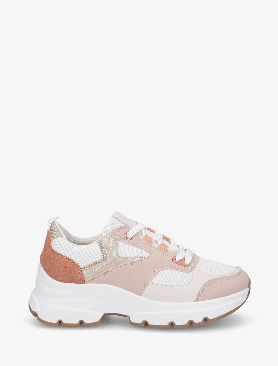 Baskets bimatière à détail pailleté - Rose - 1