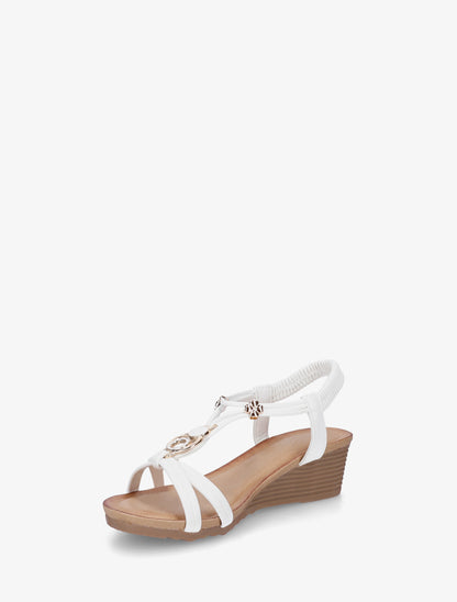 Sandales compensées à bijoux métalliques - Blanc - 3