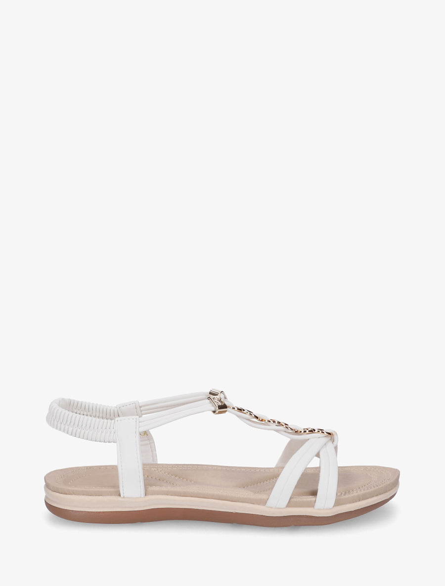 Nu-pieds à empiècement bijoux - Blanc - 1