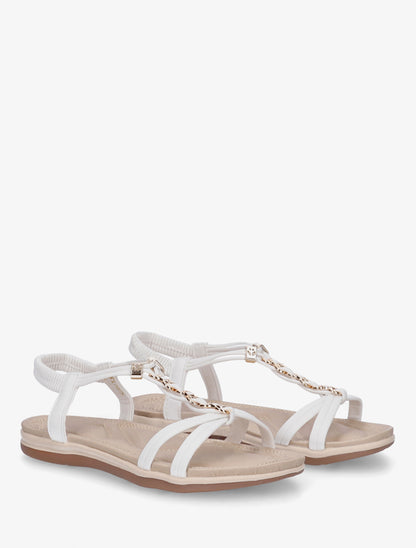 Nu-pieds à empiècement bijoux - Blanc - 4