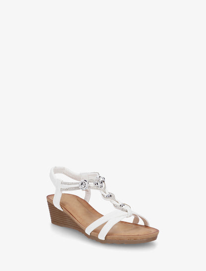 Sandales élastiquées à bijoux et strass - Blanc - 2
