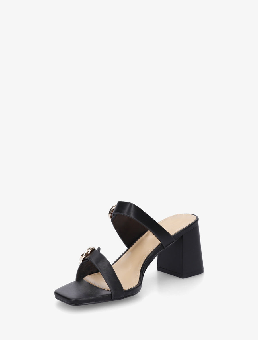 Mules unies à double boucles - Noir - 3