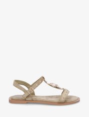 Sandales en suédine à empiècement bijou - Kaki - 1