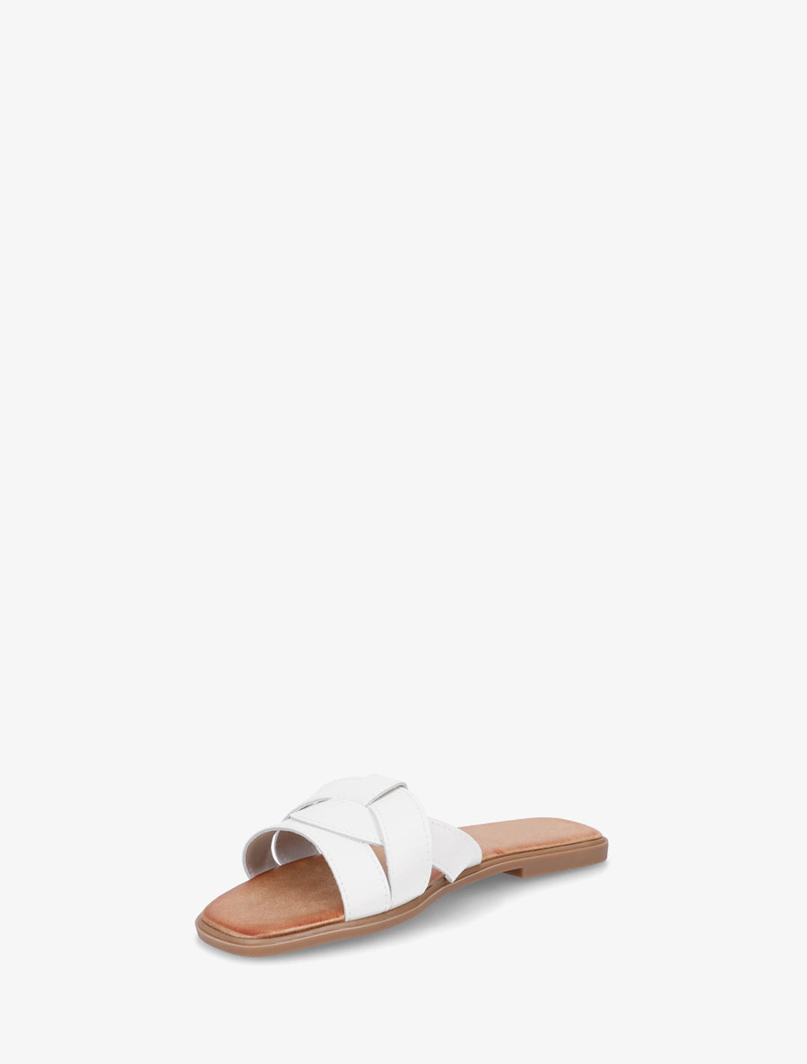 Mules plates à bride effet croisé - Blanc - 3