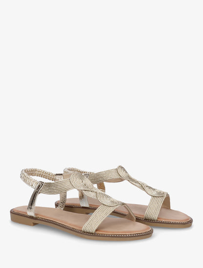 Nu-pieds tressés à cheville élastiquée - Or - 4