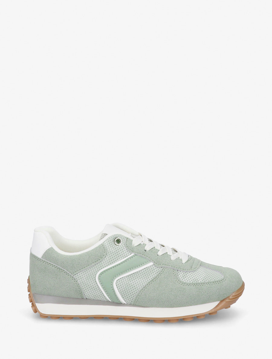 Klassieke sneakers van suède en stof - Amandelgroen