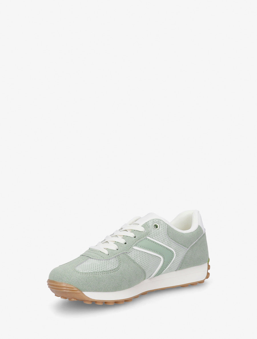 Klassieke sneakers van suède en stof - Amandelgroen