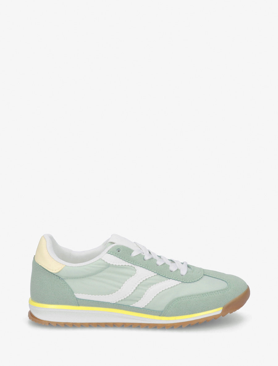 Klassieke sneakers met gekartelde strepen - Amandelgroen