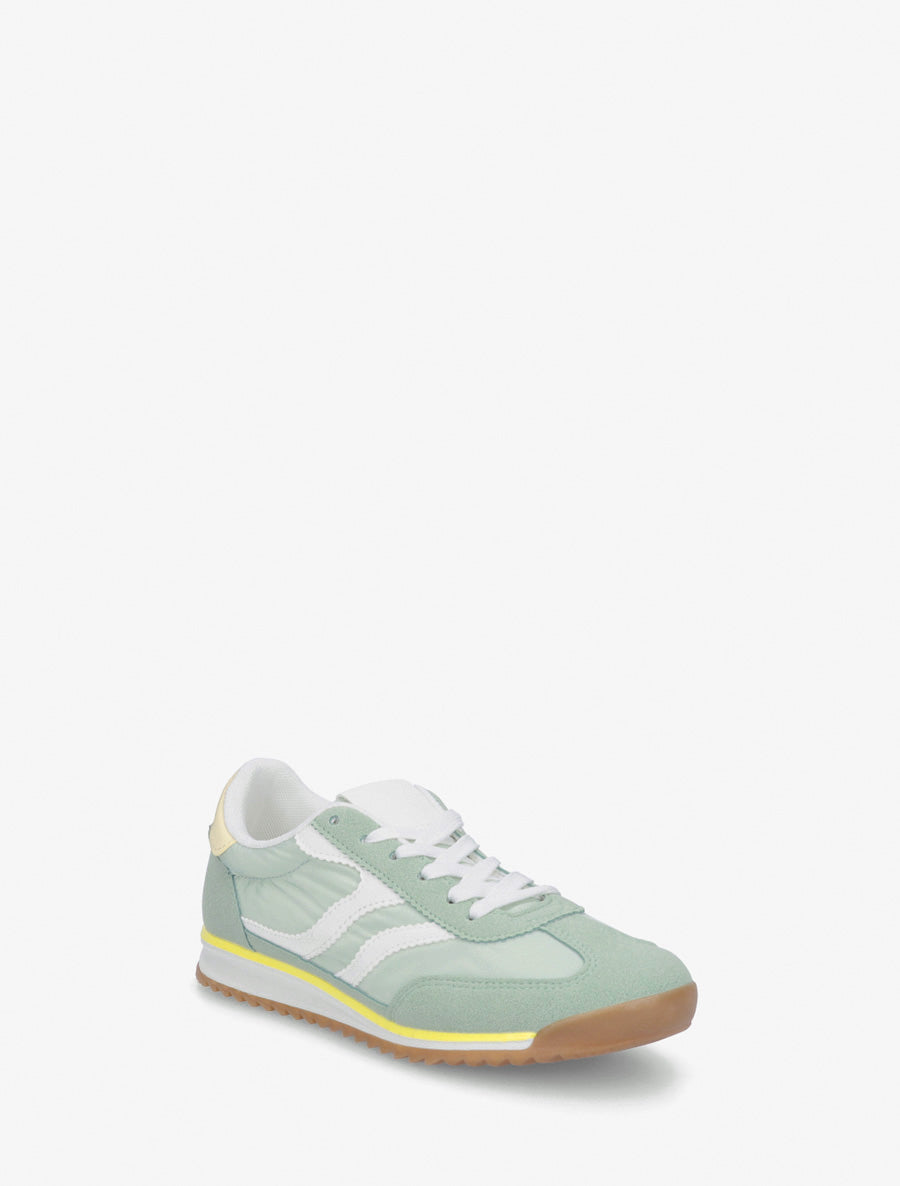 Klassieke sneakers met gekartelde strepen - Amandelgroen