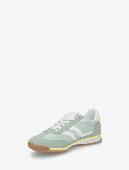 Klassieke sneakers met gekartelde strepen - Amandelgroen