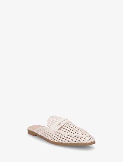 Mules style mocassin effet tressé - Beige - 2