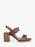 Sandales bimatière à talon - Marron - 1
