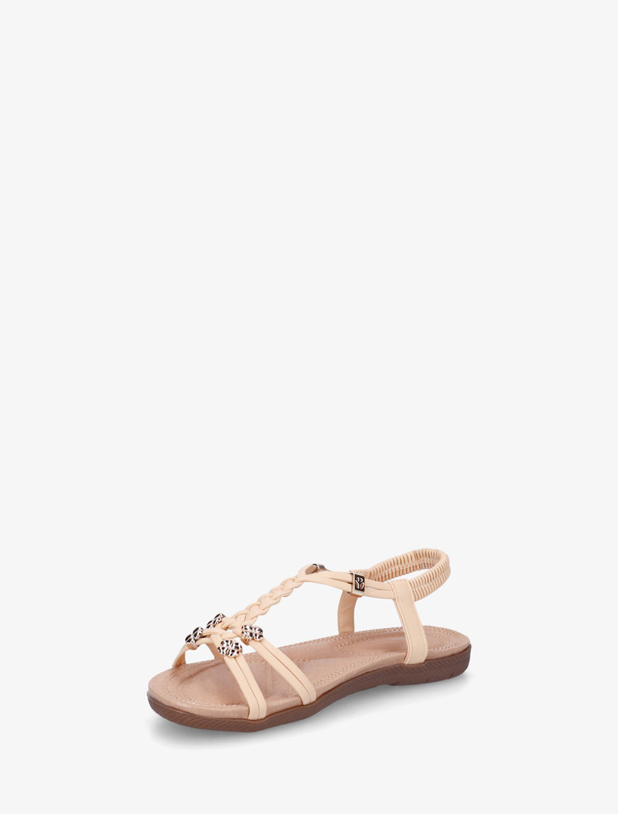 Nu-pieds confort à empiècement bijoux - Rose saumon - 3