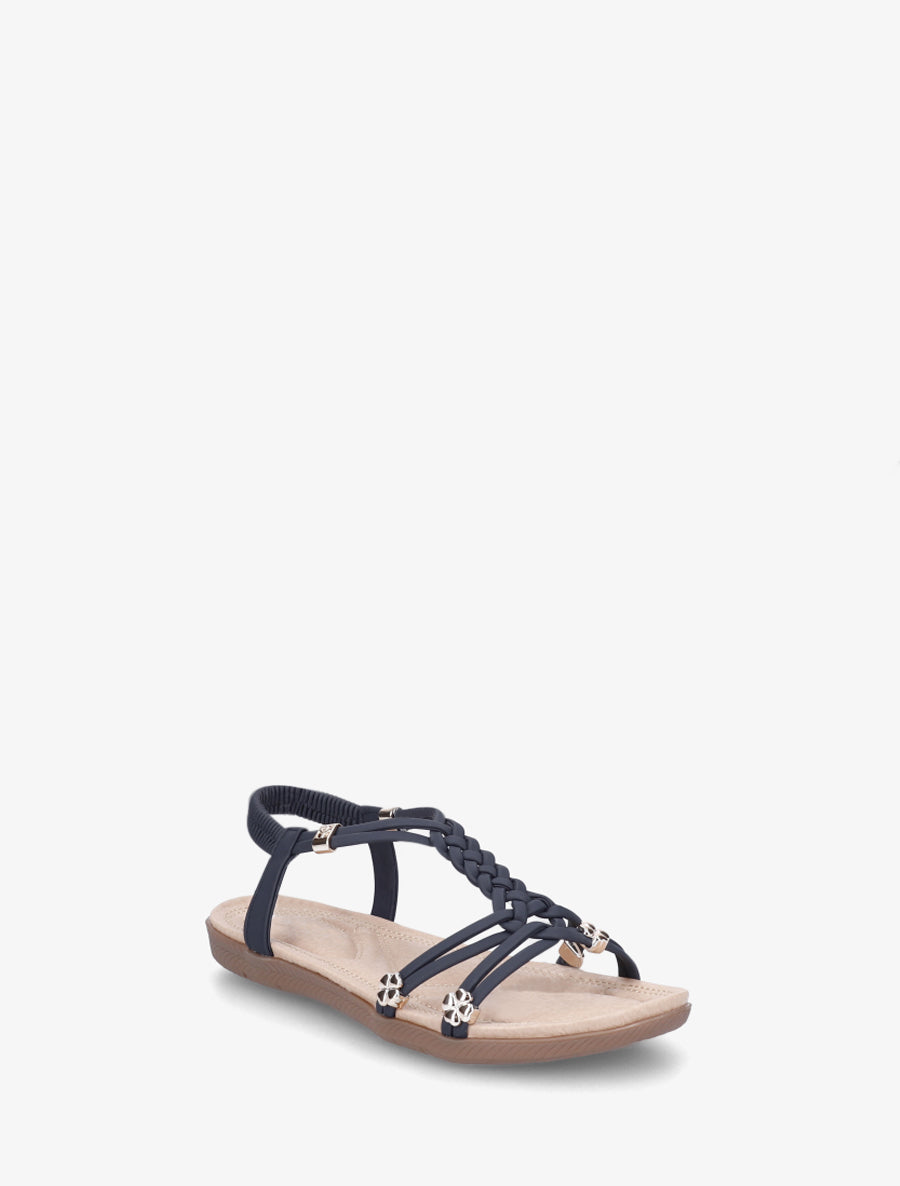 Nu-pieds confort à empiècement bijoux - Marine - 2