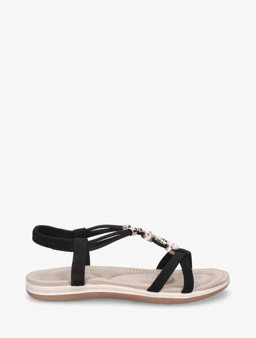 Nu-pieds confort à tour de cheville élastiquée - Noir - 1