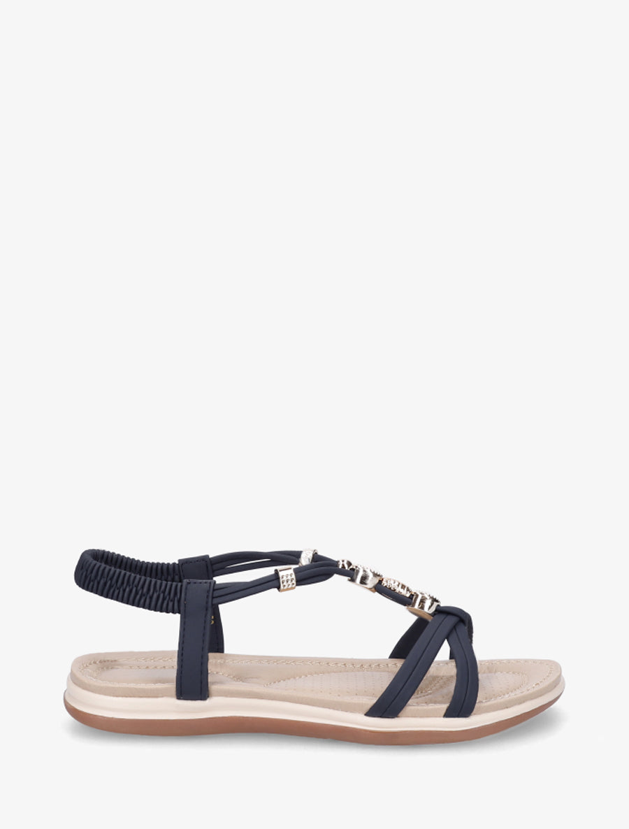 Nu-pieds confort à tour de cheville élastiquée - Marine - 1