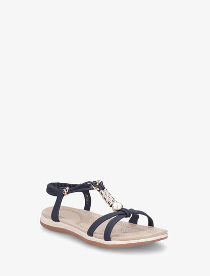 Nu-pieds à empiècement bijoux - Marine - 2