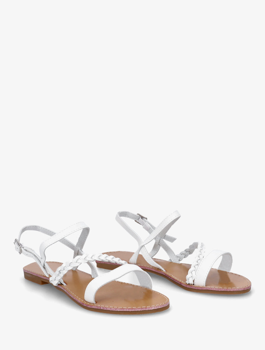 Nu-pieds à bride en biais tressée - Blanc - 4