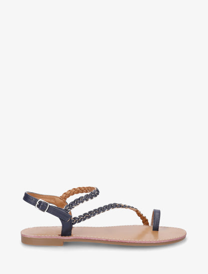 Nu-pieds tressés et irisés à entredoigt - Marine - 1