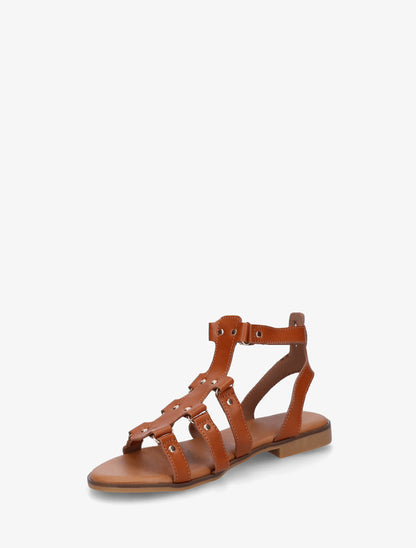 Nu-pieds en simili à clous style spartiates - Camel - 3