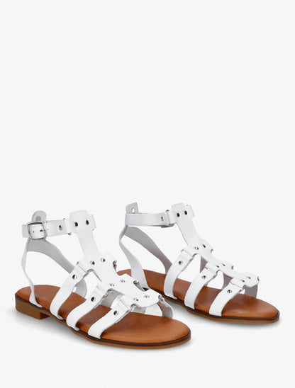 Nu-pieds en simili à clous style spartiates - Blanc - 4